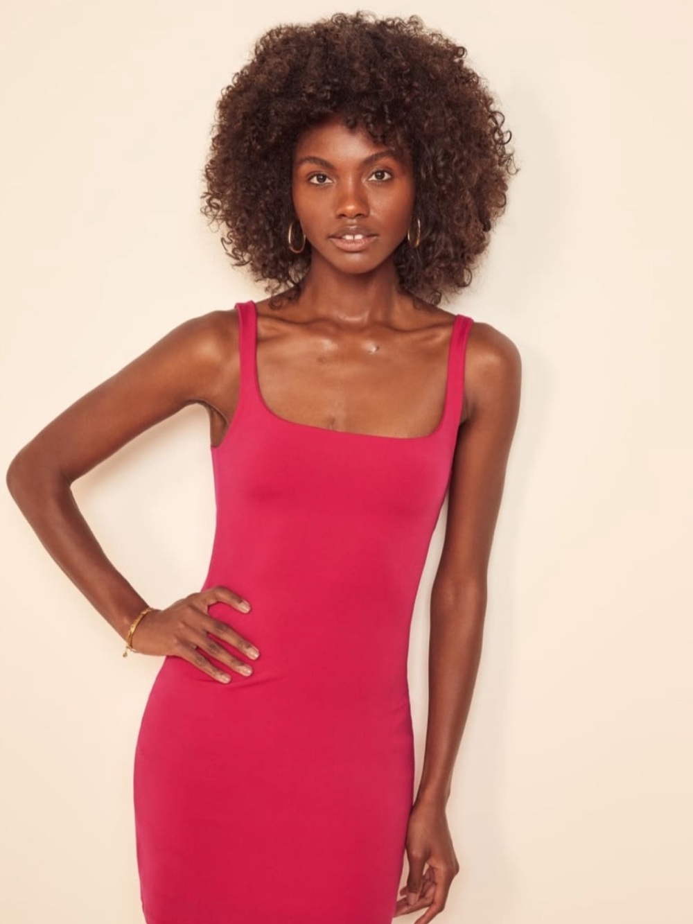 Reformation Fuchsia Scoop Neck Tank Dress